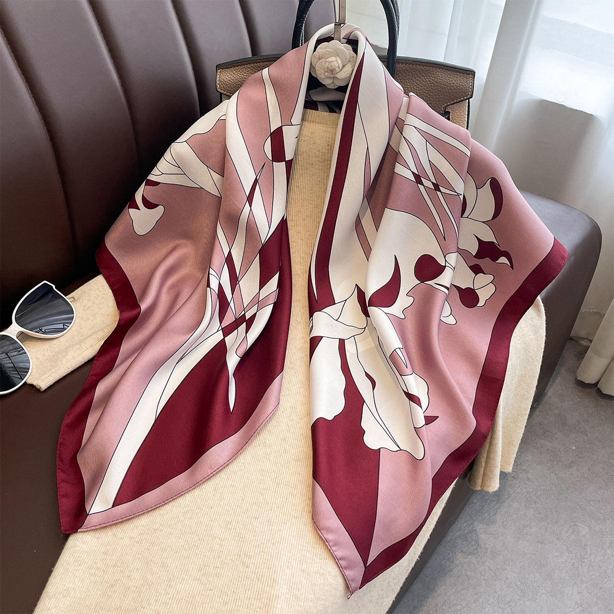 Scarf Silk Neck - Luxury 90*90Cm Square Scarf Twill Silk