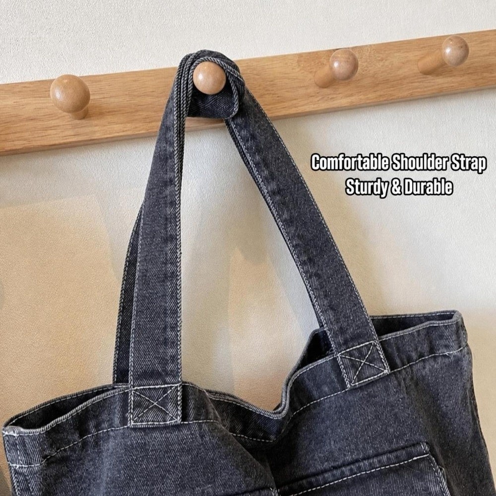 Large Capacity Denim Shoulder  - огляд і ціна Shoulder Bag Structured
