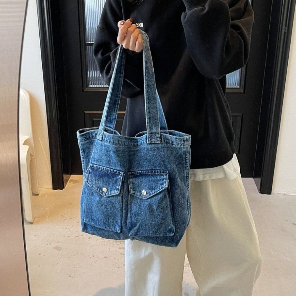 Large Capacity Denim Shoulder  - огляд і ціна Shoulder Bag Structured