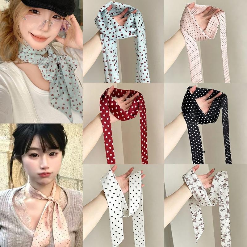 Polka Dot Floral Print Silk Sc - огляд і ціна Scarf Silk Neck