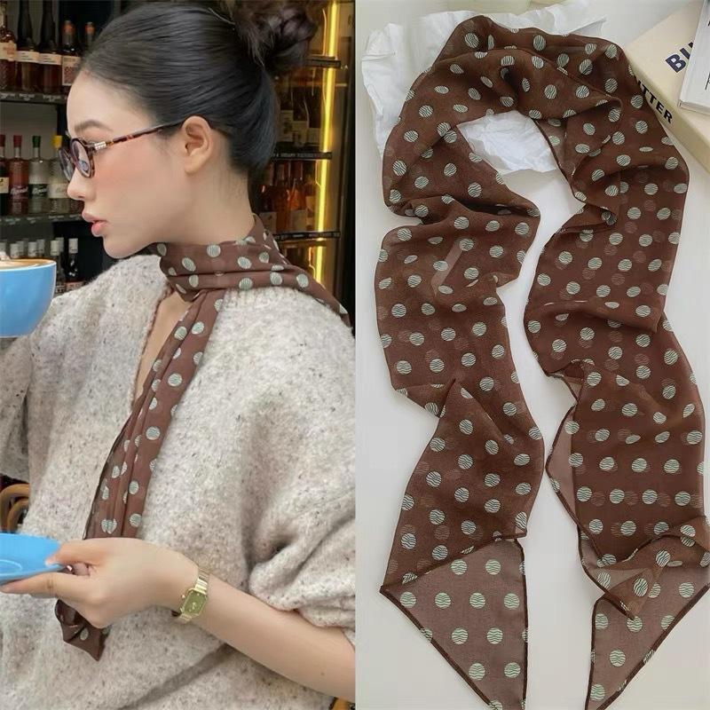 Polka Dot Floral Print Silk Sc - огляд і ціна Scarf Silk Neck
