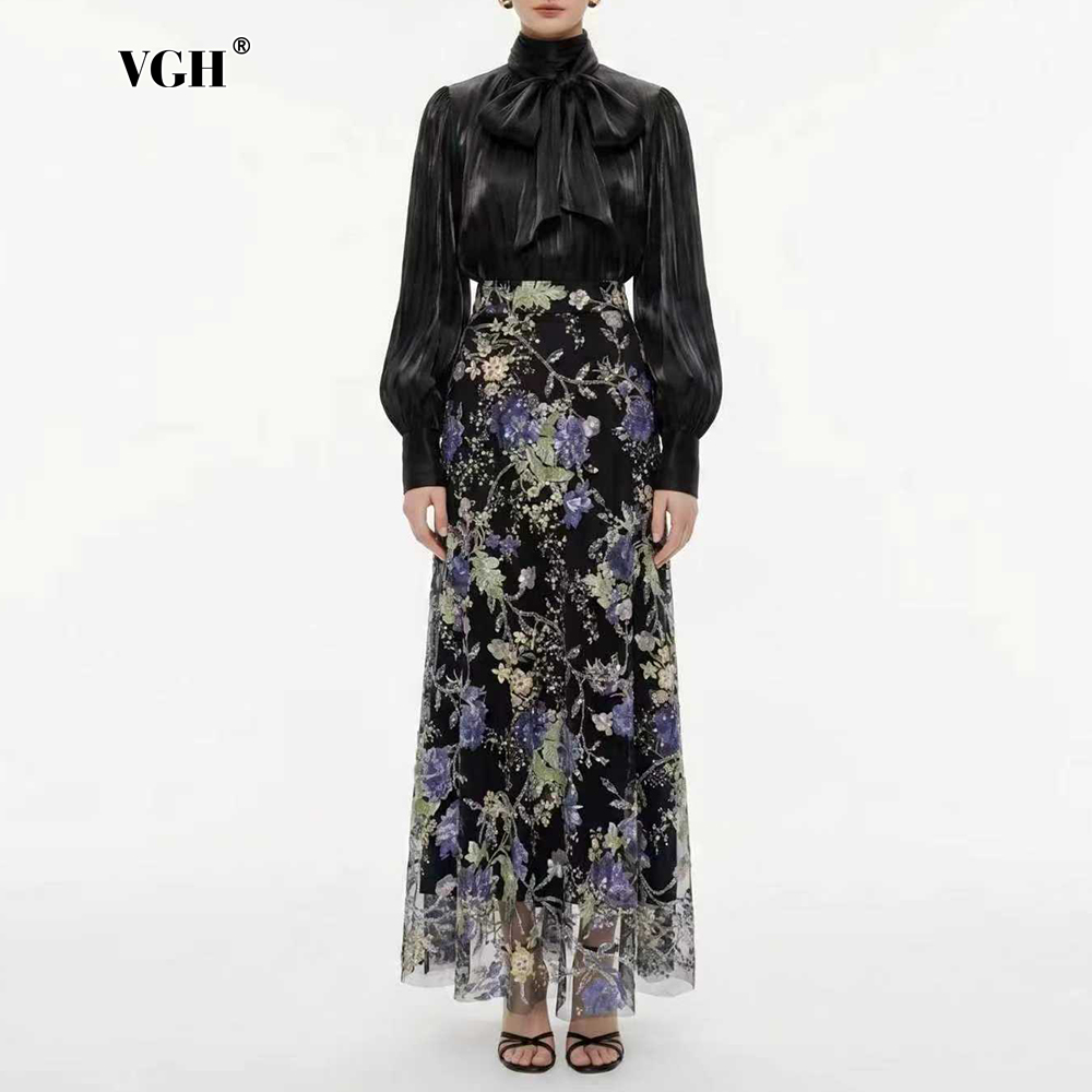 VGH Elegant Chic Black Floral  - огляд і ціна Women'S Formal Wear Blouse