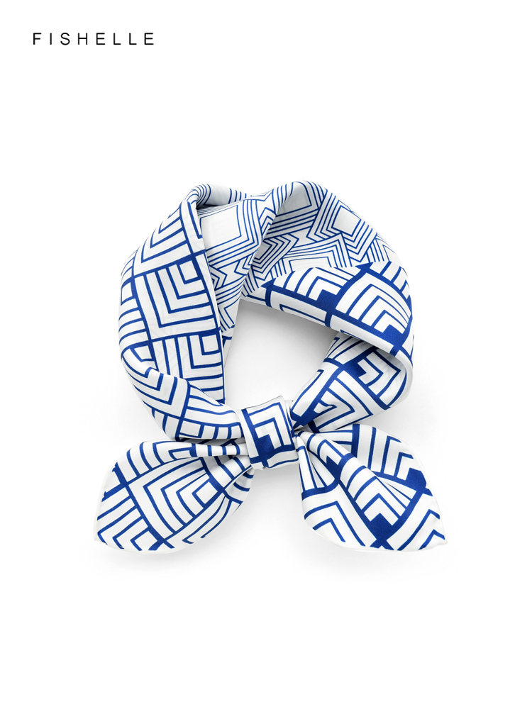 Geometric printed real silk tw - огляд і ціна Scarf Silk Neck