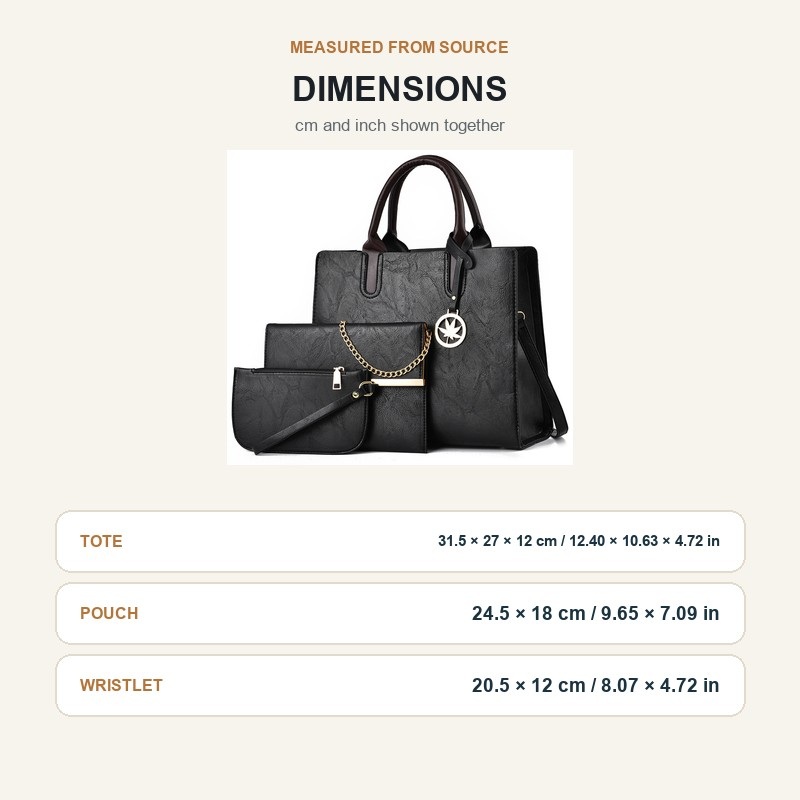 Women's 3 Piece Handbag Set La - огляд і ціна Shoulder Bag Structured
