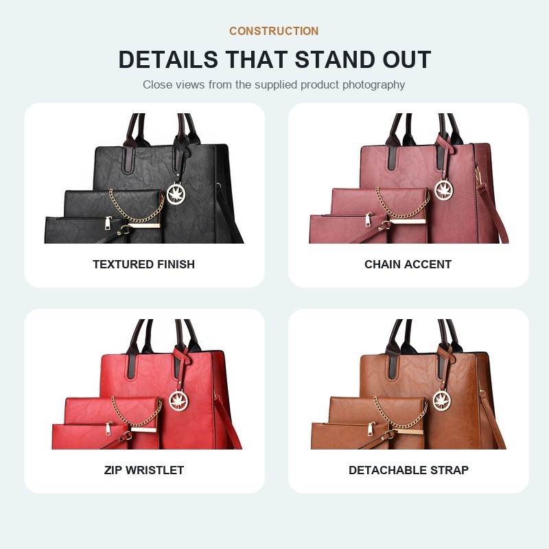 Women's 3 Piece Handbag Set La - огляд і ціна Shoulder Bag Structured